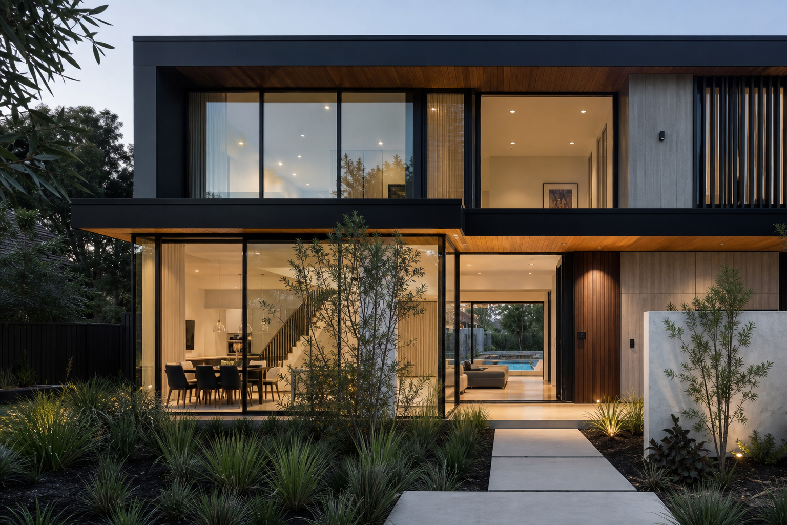 Architect-designed Melbourne custom home with large aluminium windows and doors